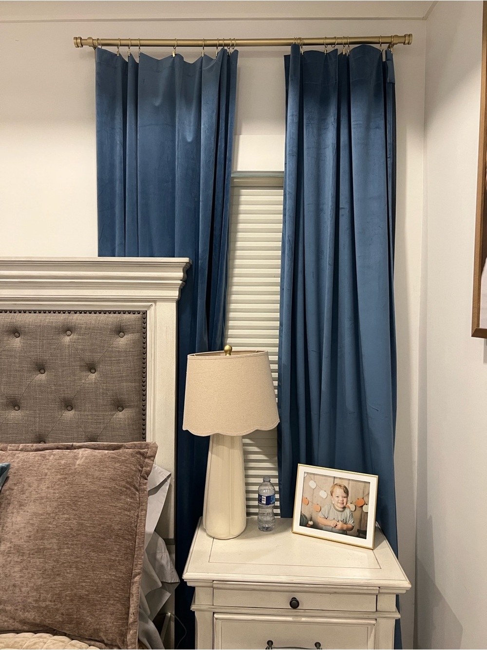 Set of 2 Slate Blue Velvet Curtain 52” x 96” - Picture 3 of 3